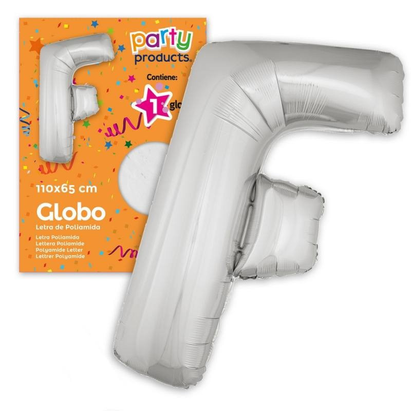 Globo Letra F Poliamida Plata