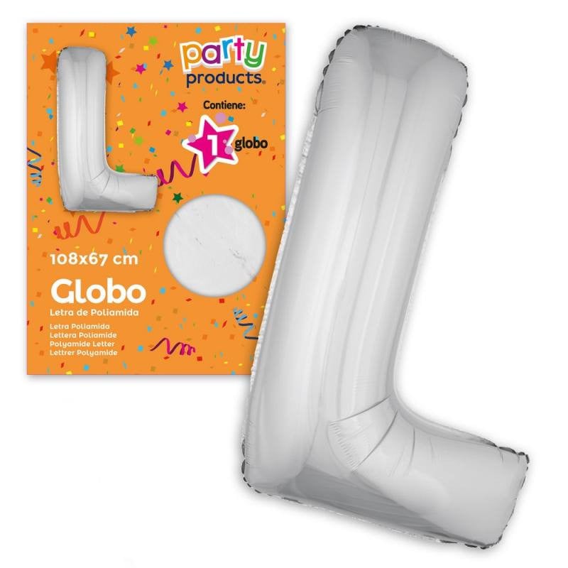 Globo Letra L Poliamida Plata
