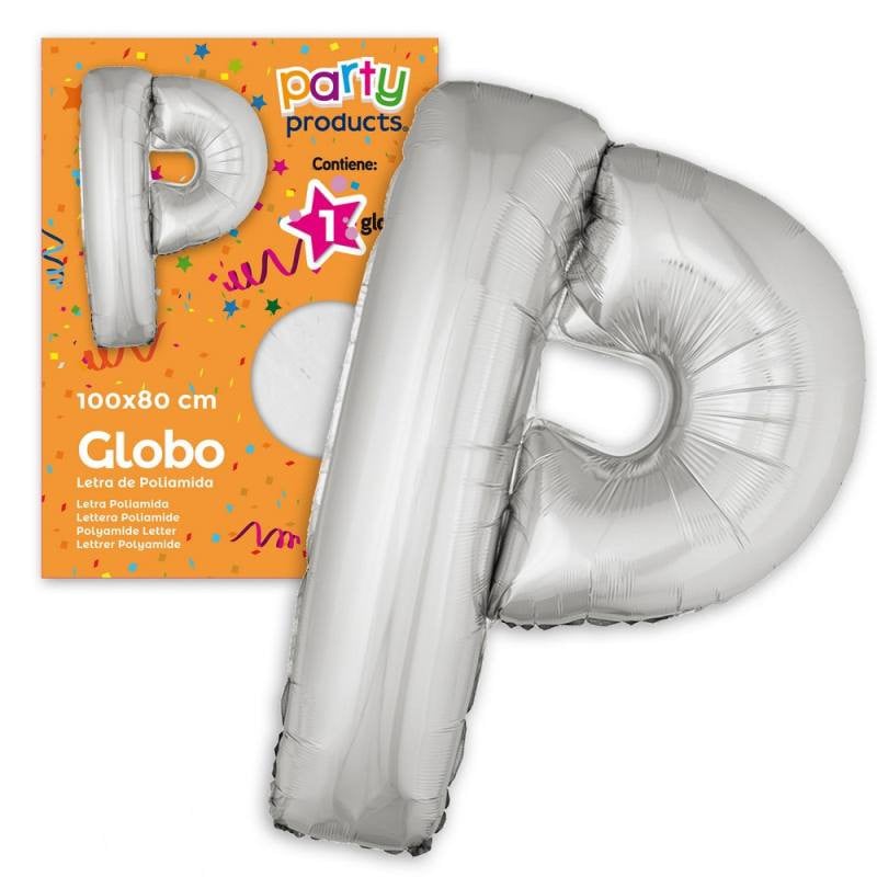 Globo Letra P Poliamida Plata