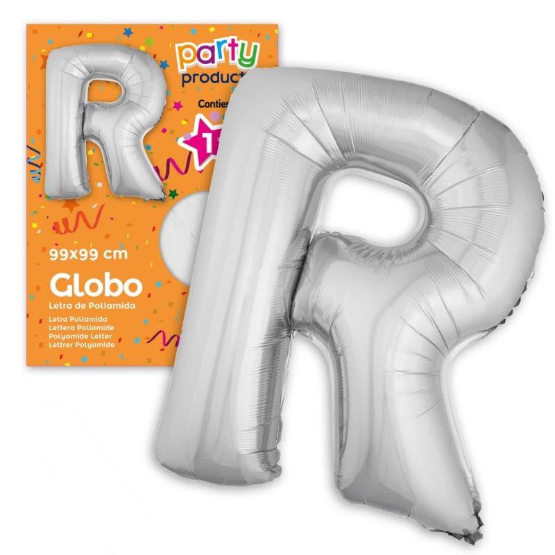 Globo Letra R Poliamida Plata