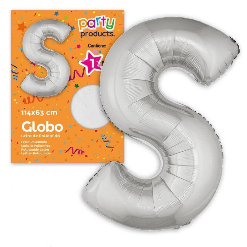 Globo Letra S Poliamida Plata