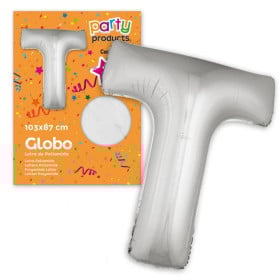 Globo Letra T Poliamida Plata
