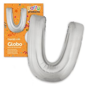 Globo Letra U Poliamida Plata