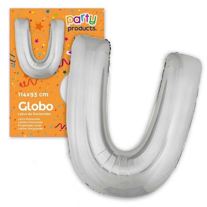 Globo Letra U Poliamida Plata