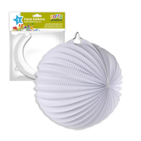 Farol Esfera Papel Liso Blanco 20 Cm