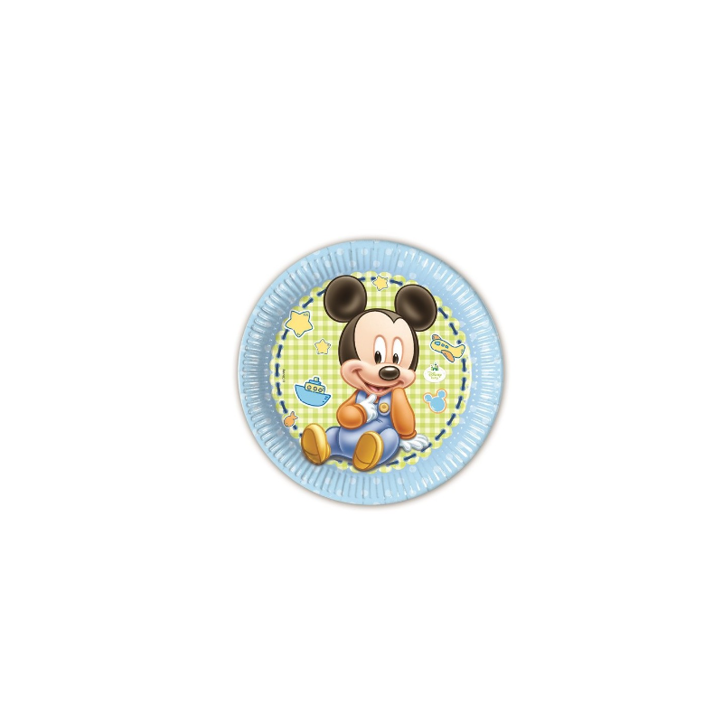 Bolsa 8 Platos 23 Cm Baby Mickey