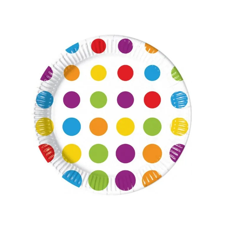 Bolsa 8 Platos 23 Cm Puntos Multicolor