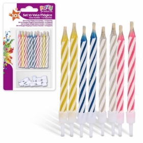 10 Velas Mágicas Color Surtido