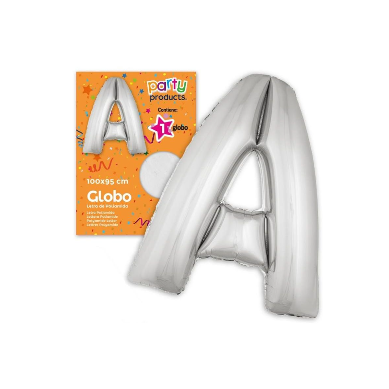 Globo Letra A Poliamida Plata 100 X 95 Cm