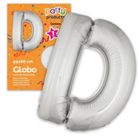 Globo Letra D Poliamida Plata 99 X 88 Cm