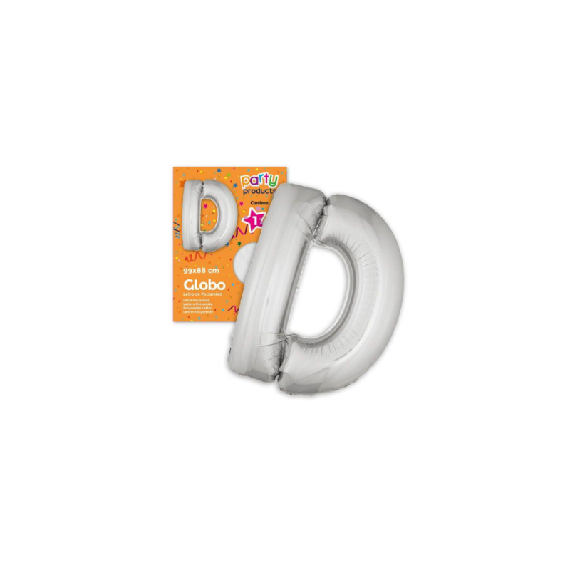 Globo Letra D Poliamida Plata 99 X 88 Cm