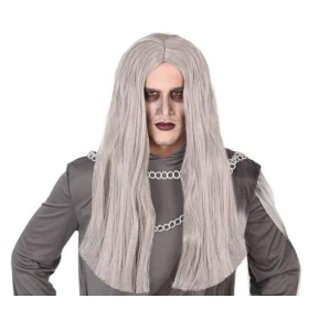 Peluca Lisa Gris 60 Cm