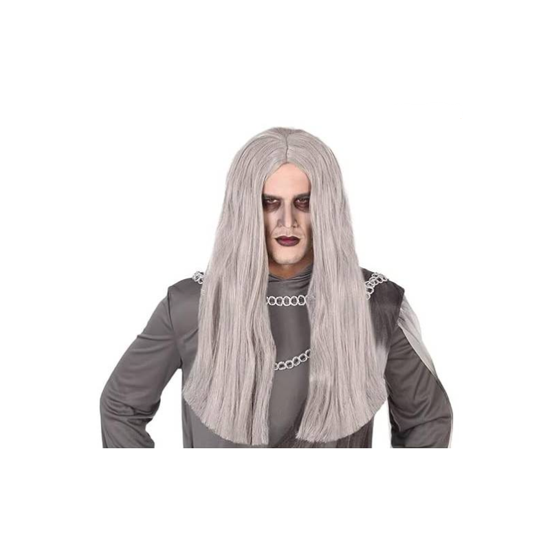 Peluca Lisa Gris 60 Cm