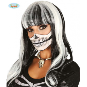 Peluca Melena Blanca Y Negra