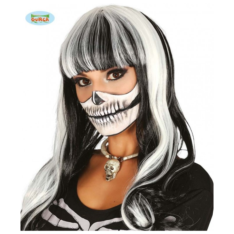 Peluca Melena Blanca Y Negra