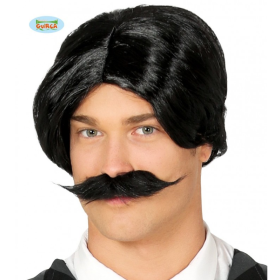 Peluca Negra Con Bigote