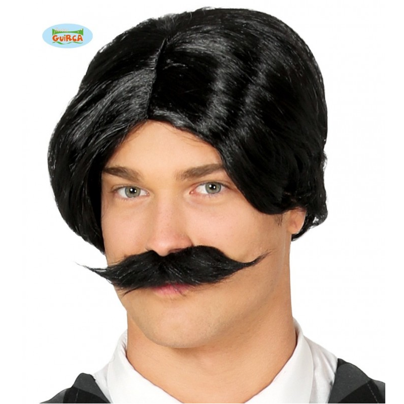 Peluca Negra Con Bigote