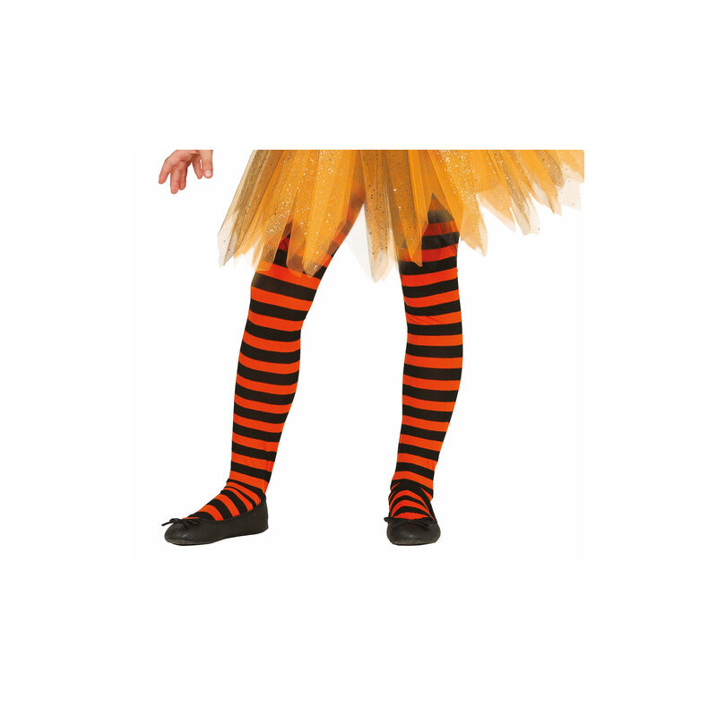 Pantys Naranjas con Rayas 7-12 Años