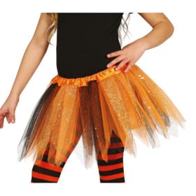 Tutu Infantil Brillante Naranja y Negro