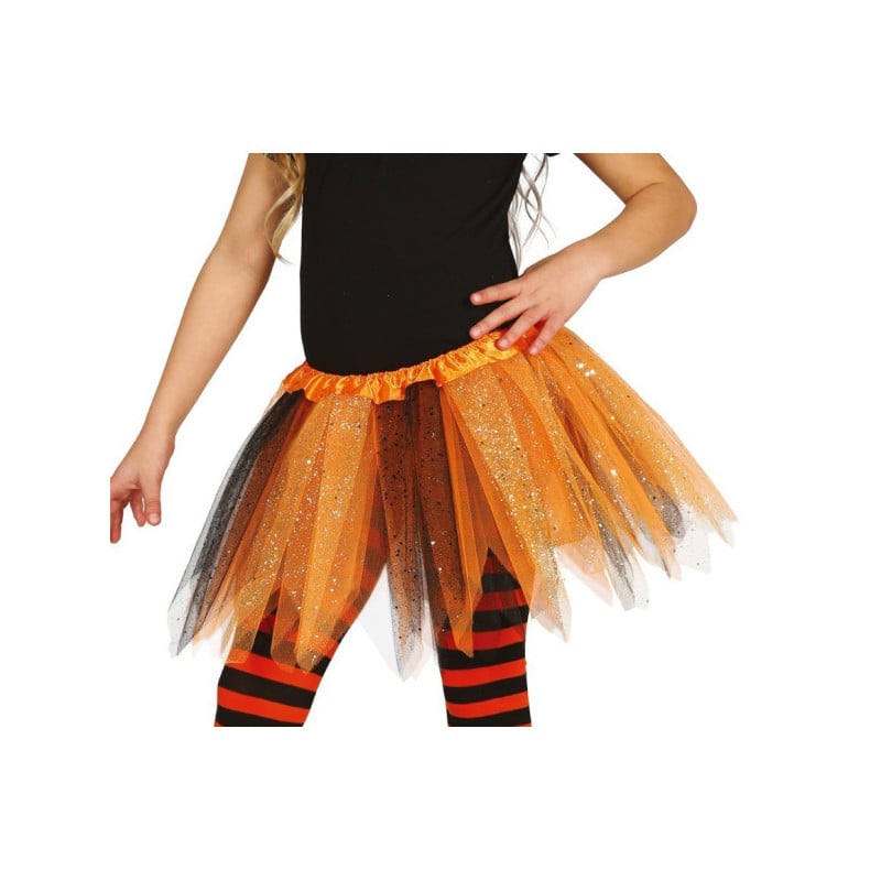 Tutu Infantil Brillante Naranja y Negro