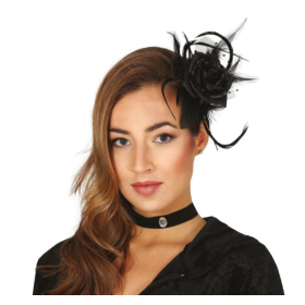 Flor Negra Para El Pelo Con Clips