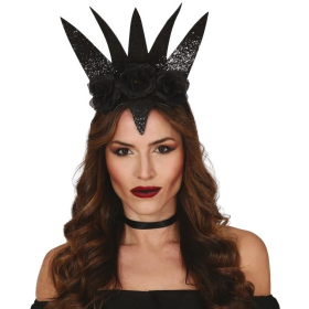Diadema Negra Reina Con Flores
