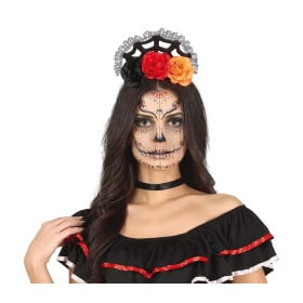 Diadema Flores Naranjas Y Rojas