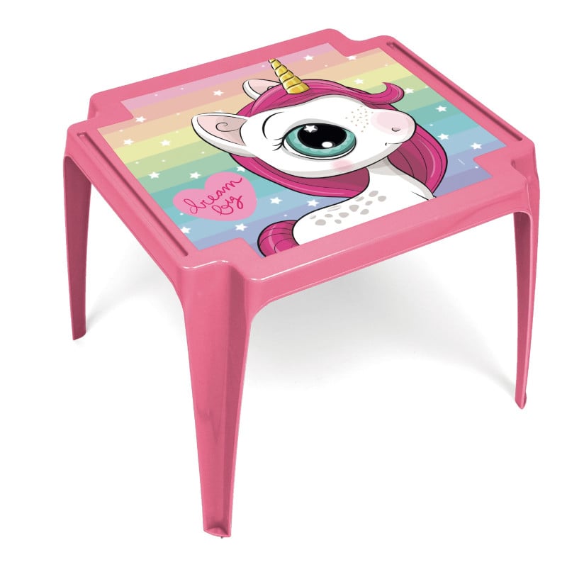 Mesa de Plástico Rosa Unicornio