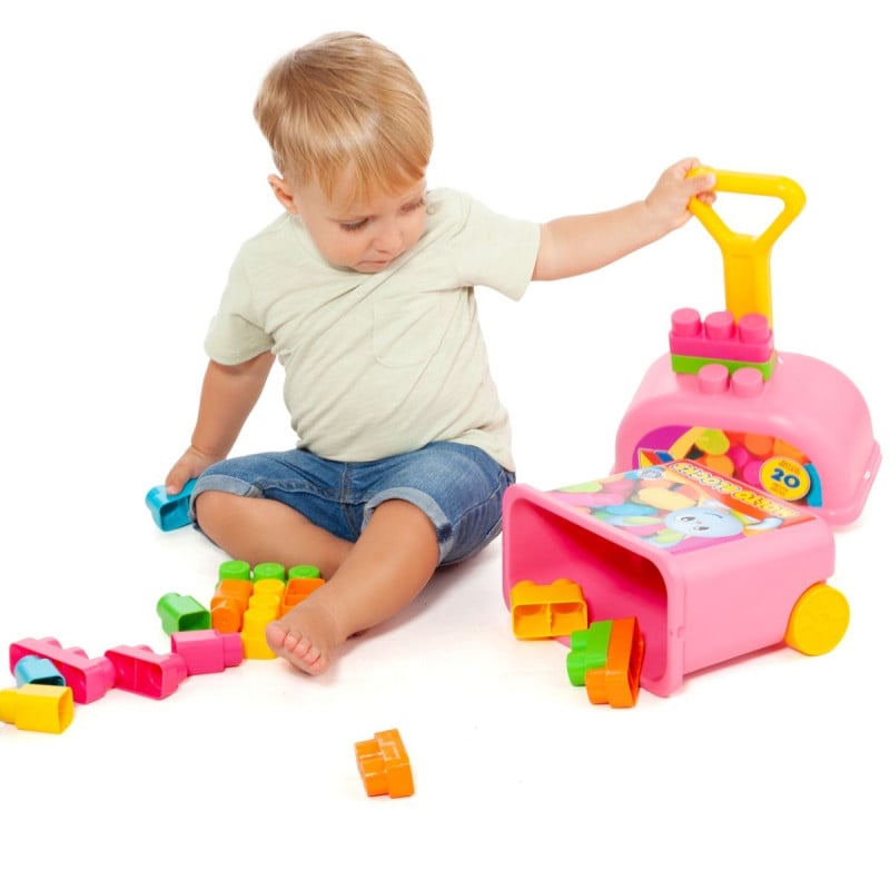 Trolley de bloques rosa Molto 20 piezas