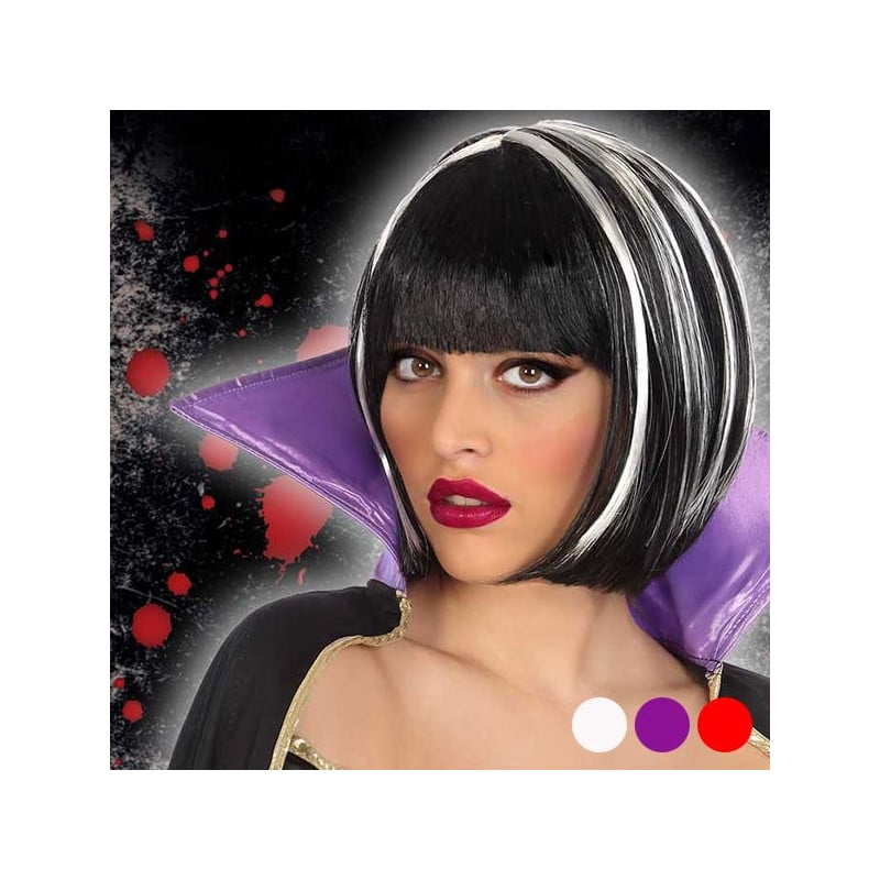 Peluca Corta Bicolor Blanca y Negra Adulto