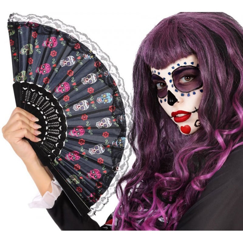 Abanico Negro Catrinas