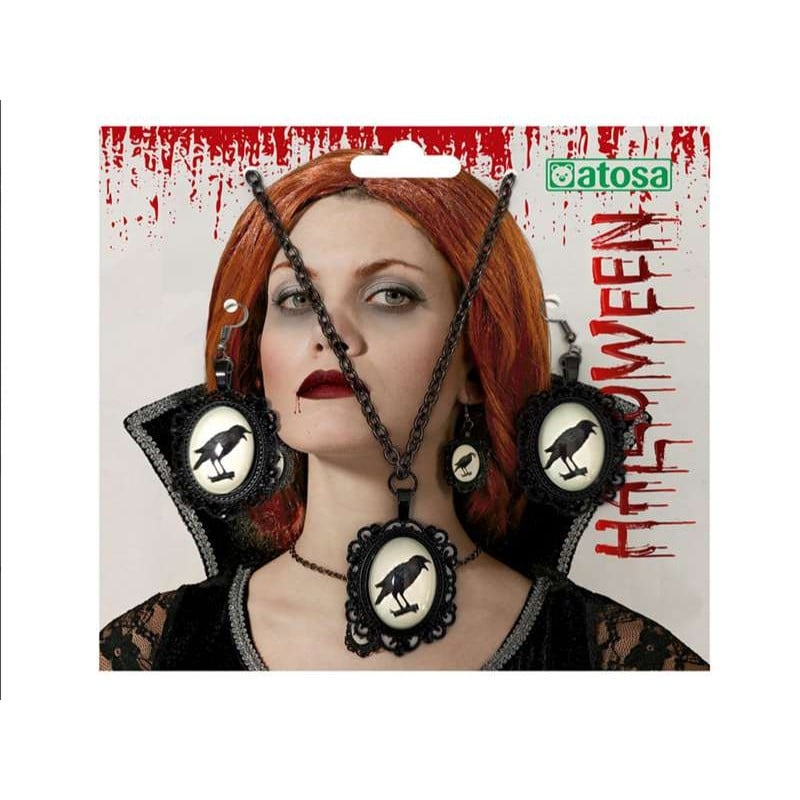 Collar Y Pendientes Cuervo