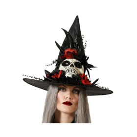 Sombrero De Bruja Negro Con Calavera
