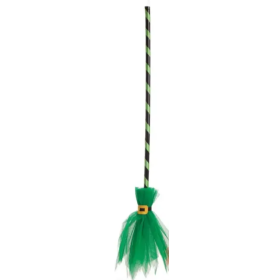 Escoba Bruja Tul Rayas 87 Cm Verde
