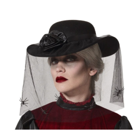 Sombrero Negro Con Rosa Y Velo