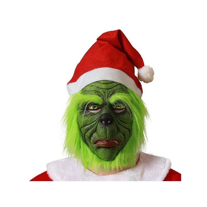 Máscara El Grinch con Gorro de Navidad
