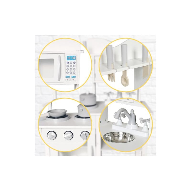 Cocina De Madera Con Accesorios Blanca