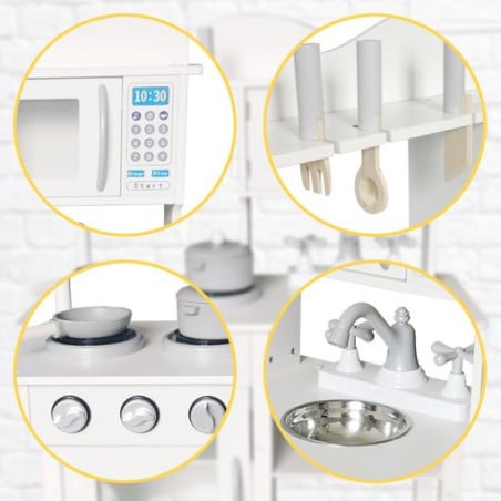 Cocina De Madera Con Accesorios Blanca