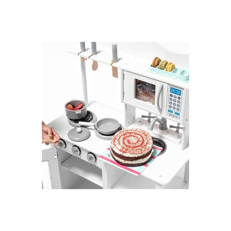 Cocina De Madera Con Accesorios Blanca