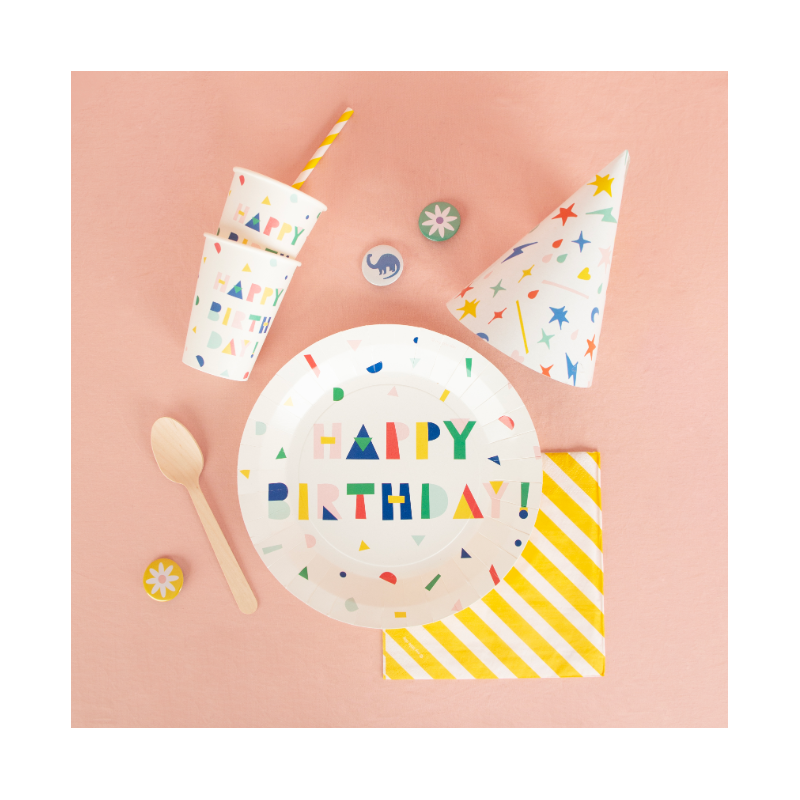 Platos Cartón Happy Birthday 8 Uds