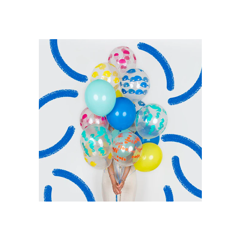 Globos Látex Fondo Marino 5 Uds