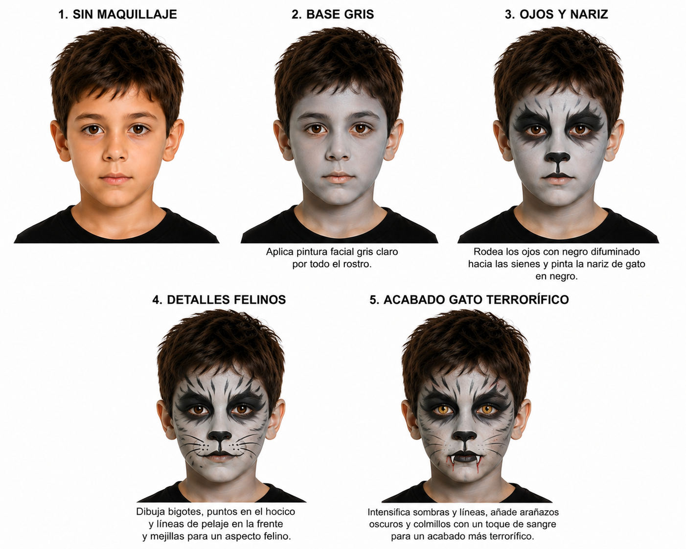 Maquillaje de gato terrorífico paso a paso para Halloween
